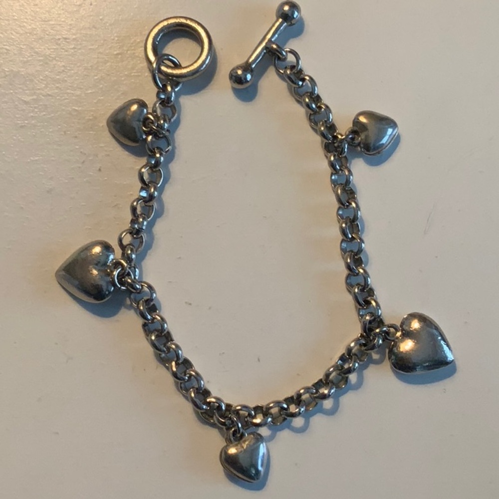 Silver Hearts Toggle Bracelet - image 2